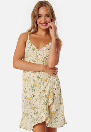 BUBBLEROOM Flounce Short Strap Dress Yellow/Printed Klær