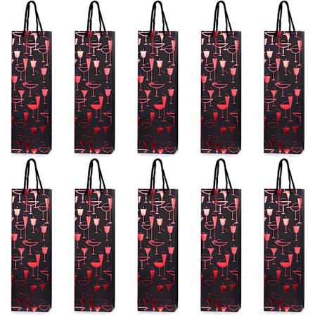 10 påsar röda flaskglas presentpåsar för vin, prosecco och cham