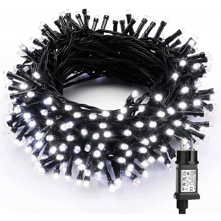Jul Ljusslinga Inomhus Utomhus, 20M 200 LED Kallvit Elektrisk Ljusslinga 8 Lägen Vattentät LED-lampa