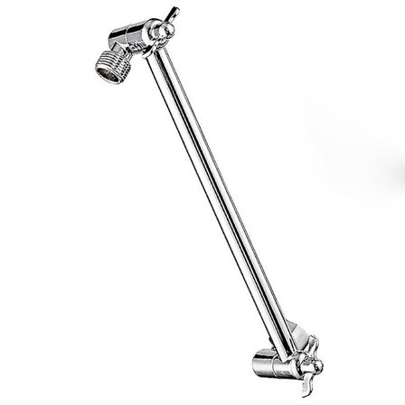 11 tuuman säädettävä suihkuvarsi, universaali liitäntä, kiinteä messinki, säädettävä kulma, vuotosuojattu suihkuvarren jatkovarsi