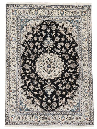 Noué À La Main Naïn Tapis 167X231 De Laine Noir/Gris Foncé