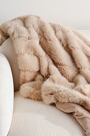 Jotex - Koc Ze Sztucznego Futra Beż - BJÖRN - Kup Poduszki iposzewki ozdobne firmy Jotex