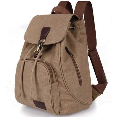 Vintage rygsæk med snøre til kvinder og piger, lille moderigtig taske i kanvas, alsidig afslappet skoletaske til rejser