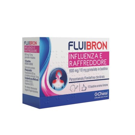 Fluibron Influenza E Raffreddore 10 Bustine 600mg + 10mg