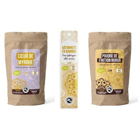 DIY røgelse - 100 bare bambuspinde + Heart of Myrrh pulver og finishpudder