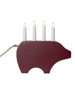 Adventsljusstake Gry av trä Röd - Jul - Star Trading