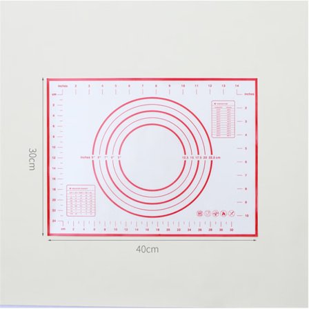 Tarttumaton silikoninen leivontamatto taikinamatolla mittauksilla - 60 x