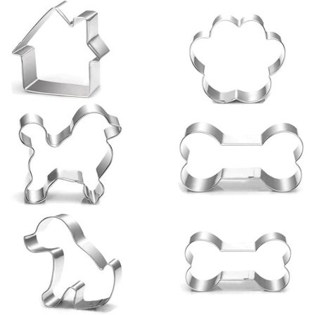 Hunde-Knogle-Udstikkere til Bagning, Hunde-Kage-Udstikker, Poteaftryk-Kage-Udstikker-Form (Hvalpe-Sæt af 6)