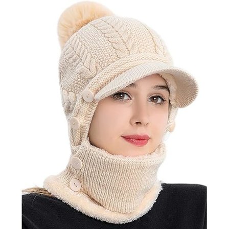 Dame Ett Stykke Slouchy Fleece Beanie Luer Skjerf Maske Varm W,ZQKLA