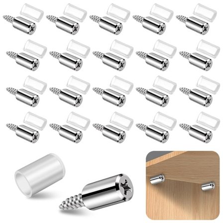 20 stycken självgängande skruvar, hyllstödsstift, hyllstift med halkfria silikonhyllstift för köksskåp, skåp, bokhyllor, garderober