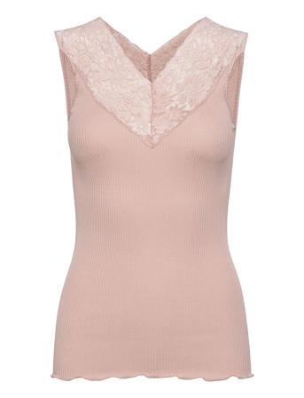 Silk Top Regular W/ Lace T-shirts & Tops Sleeveless Rosa Rosemunde*Betinget Tilbud