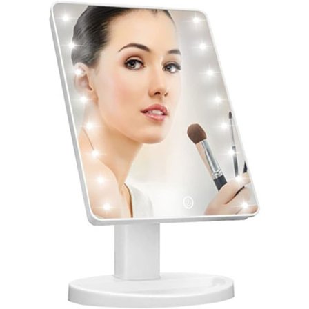 Roterende kosmetisk spejl LED-belyst, makeup spejl, make-up spejl til hjemmet og på farten, kosmetisk spejl til makeup og barbering