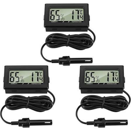 Digital Termometer med Ekstern Hygrometer - 3 Styk - til Reptil Inkubator
