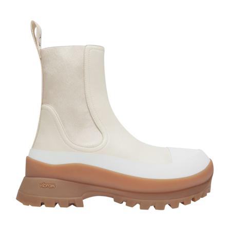 Stella McCartney Trace Light Texture Ankle Støvler in Beige Polyurethane Hvid, Dame, Størrelse: 36 EU