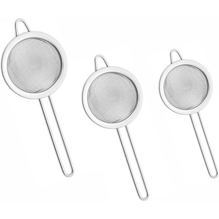 3 stk tesil med finmasket sil (7cm 8cm 10cm) Størrelse rustfritt stål S