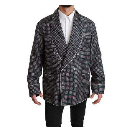 Dolce & Gabbana Patterned Double Breasted Jacket , Blauw , Heren , Maat: L