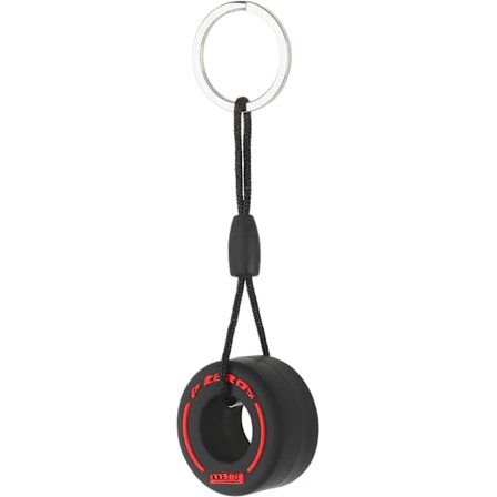 Red Racing Tyre Keyring – Small Keychain – Formula 1 Fan Item – Gift for Men – Includes: Rubber Tyre, Chain and Stainless Steel Ring 2pcs