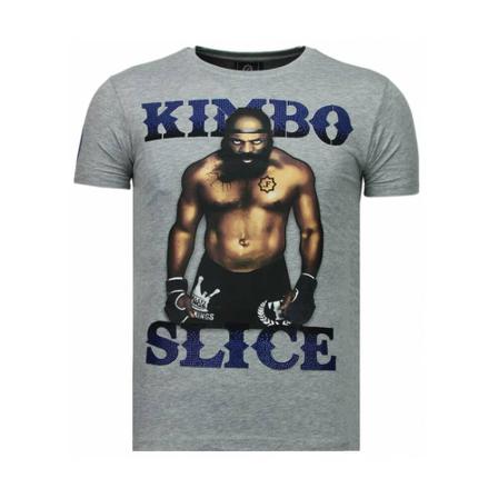 Local Fanatic Kimbo Slice Rhinestone - T Shirt - 5766G grå, Herr, Herr, Storlek: M