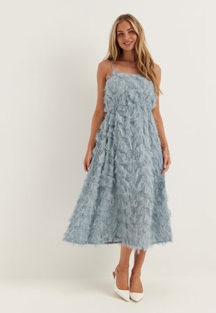 SELECTED - Slfmyline Regular Midi Strap Dress - Dusty blue