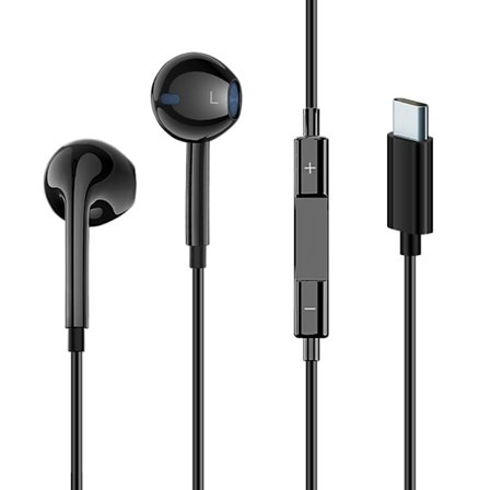 Apple iPhone 15/16 Kompatibla USB-C In-Ear Hörlurar med Mikrofon EarPods (Svart)