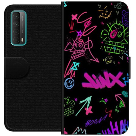 Kompatibelt Plånboksfodral till Huawei P smart 2021 Neon Doodle Chaos