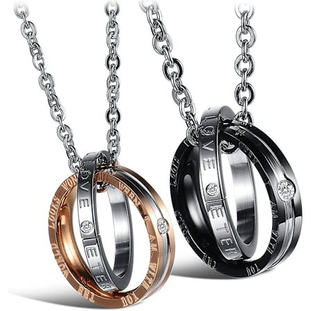 2 st/set Matchande set för honom och henne Titani Rostfritt stål Par Hängsmycke Halsband För Män Kvinnor Älskare Cubic Zirconia Cz Berlocker 