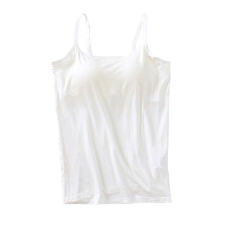 Tanktop til kvinder med indbygget bh, justerbare spaghettistropper, tanktop til kvinder, formel, daglig, fest, galla, hvid Hvid