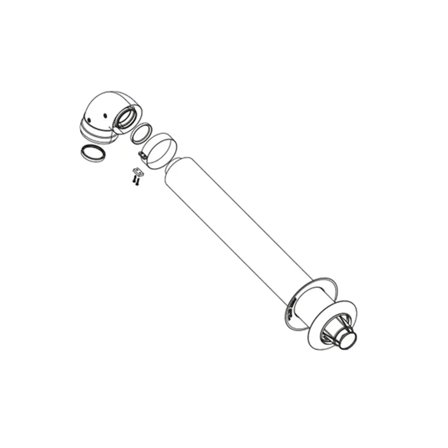 Kit scarico fumi a parete + curva coassiale 90° Ø= 60/100 mm per scaldabagni Rinnai