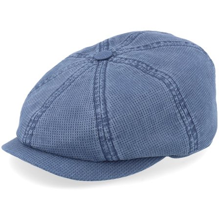 Stetson - Hatteras Cotton Blue Flat Cap Flatcap Blue Cap - @ Hatstore