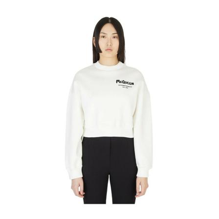 Alexander McQueen Cropped Logo Sweatshirt Hvid, Dame Sweatshirts