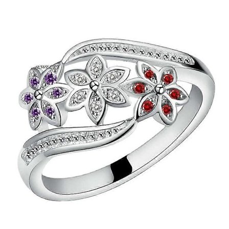 Utsökta Smycken Ring Kärleksringar Dam Söta Blommor 925 Sterling Silver Ring Charm Zirkon Inlagd Fest Smycken Vigselring Bästa Gåvor