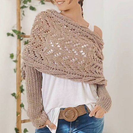 Heklemønster Erme-sjal Stilig Personlig Heklet Genser-sjal for Innendørs Utendørs