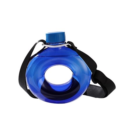 Kannettava 500 ml:n sininen donitsivesipullo hihnalla ulkoiluun