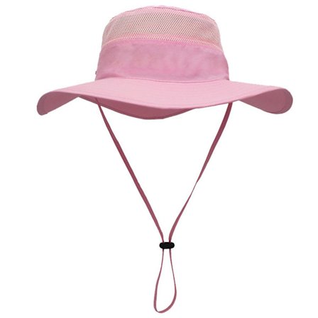 Unisex bredskygget solhat, udendørs Upf 50+ vandtæt Boonie hat sommer UV-beskyttelse solhatte(Pink)