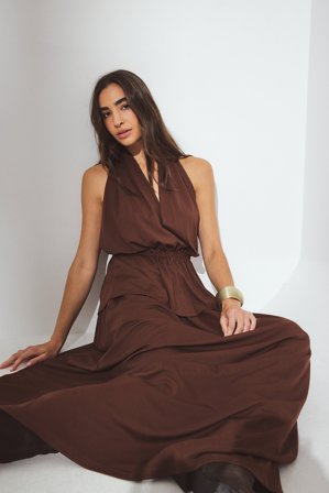 NA-KD Jupe longue plissée - Jupe plissée - Marron - S