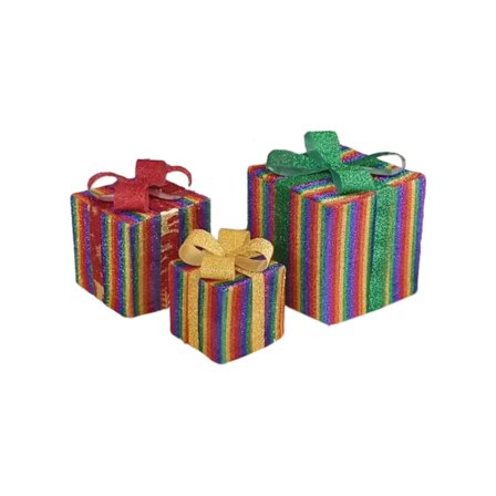 Op til 50% rabat! Julelysbokse med fjernbetjening, sæt af 3 LED-lys til udendørs dekoration, julebokse til gaver til udendørs gård, julegave