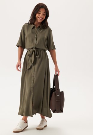 Happy Holly-Viscose Belted Shirt Dress-32/34