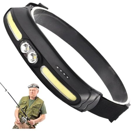 LED-hovedlampe - COB justerbar genopladelig LED-hovedbånd - vandtæt