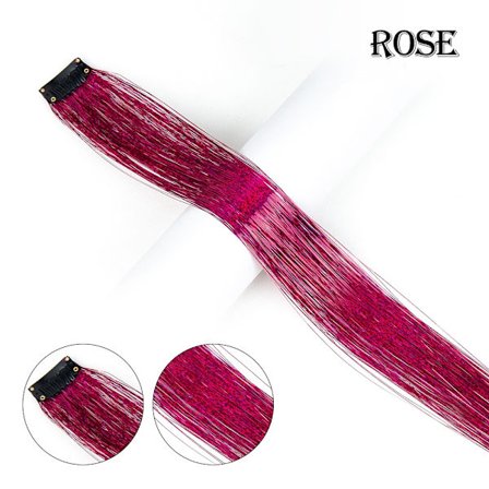 Höjdpunkter Clip On In Hair Extensions Färgat Shiny Sparkle Hair Extension Clip In Synthetic One Hairpieces Fairy Hair Tinsel
