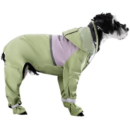 Hunderegnjakke, pustende regnjakke, med ben, med hette, lett å ta på og av, refleks, vanntett, for store hunder for fotturer/camping