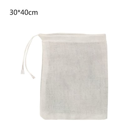 Urtepose med Trekkstreng Krydderpose 30x40cm Bomull Finmasket Multifunksjonell Infusjonspose for Suppe Te Kjøkken Hjem