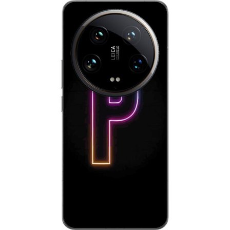 Kompatibelt Mobildeksel til Xiaomi Xiaomi 14 Ultra Minimalistisk neonbokstav P i fargegradering og lyseffekt mot svart bakgrunn i digital neonstil