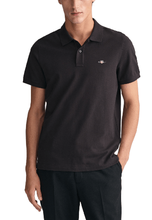 GANT Regular Fit Shield Piqué Polo Shirt T-shirts Herr Svart M
