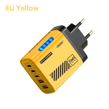 240W 5 Portars Telefonladdare 2 USB 3 Typ C Snabbladdning PD QC3.