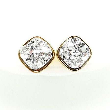 Durzy rock lava crystal shinning stone earring stud square