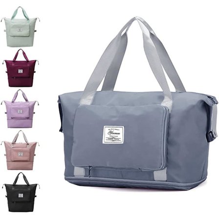 Stor sammenleggbar reiseveske, lett og vanntett kabinveske med fast stropp, tørr og våt separasjon sammenleggbar reise