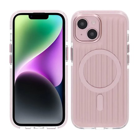 Corrugated suitcase metal paint magnetic suction Case For iPhone 15/14/13 Pink