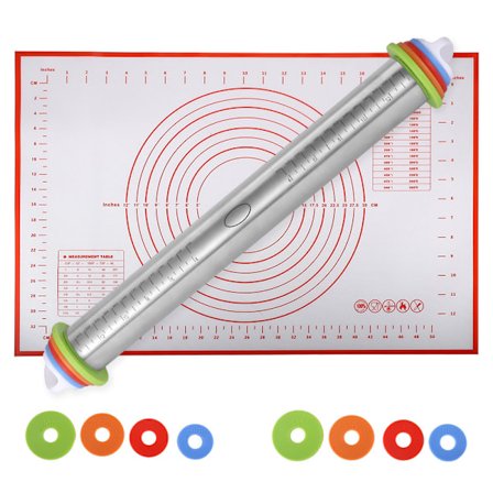 Kagerulle til bagning med rulleplade Bageudstyr - 43 cm stor dejrulle i rustfrit stål til pizza, tærter og småkager