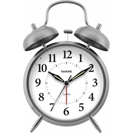Analog kvarts väckarklocka, silverborstad metall