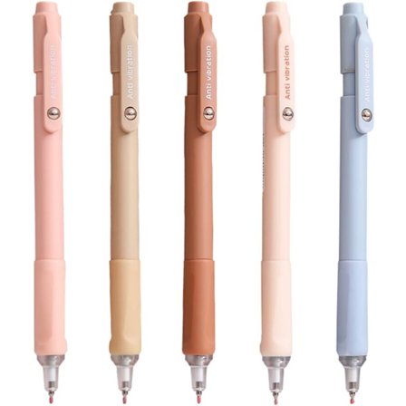 5 stk. svarte blekk gelpenner, 0,5 mm fin spiss, Morandi farge uttrekkbare gelpenner, kreativ pennklips, hurtigtørkende blekkpenn (tilfeldig farge)